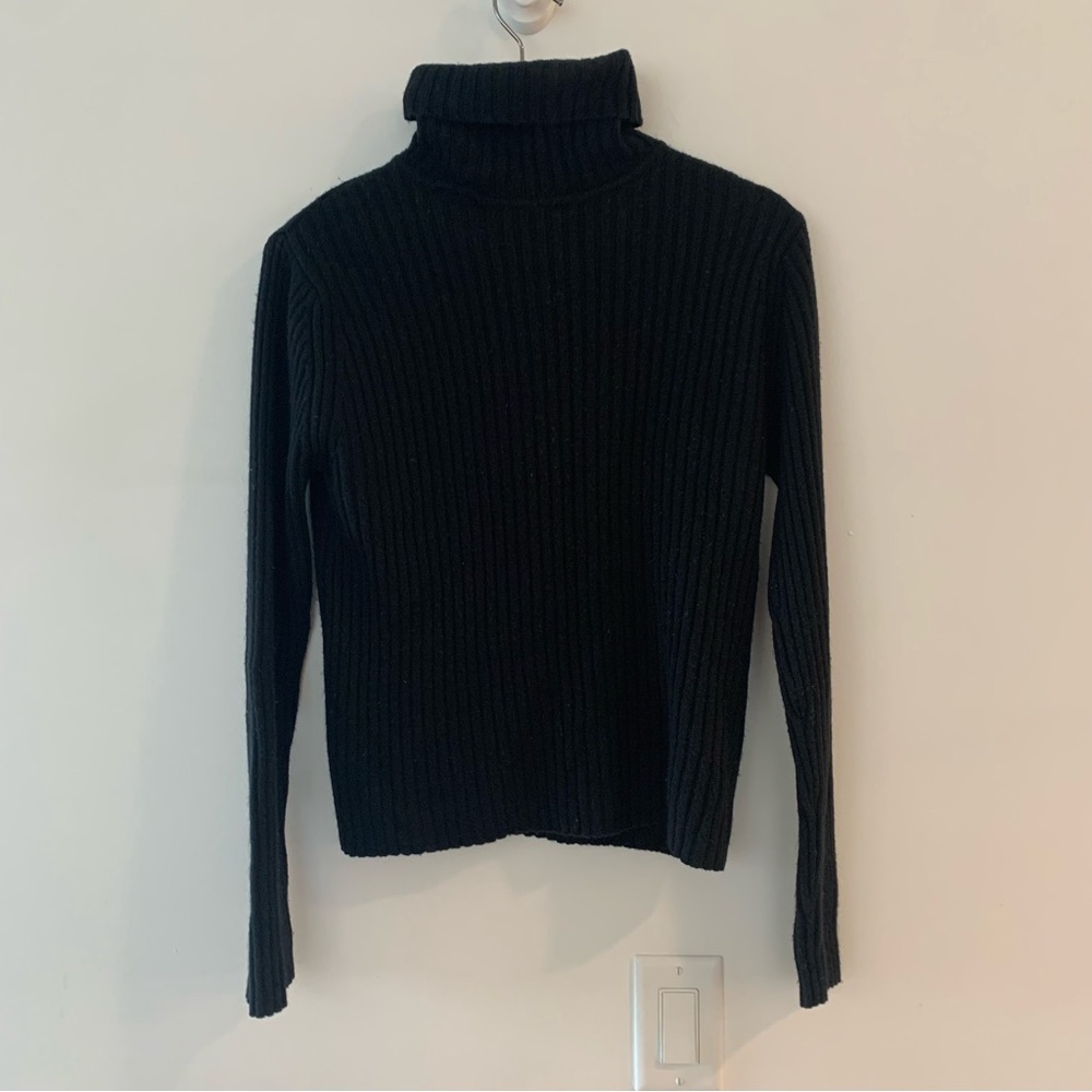 L.L. Bean Black Ribbed Turtleneck Sweater